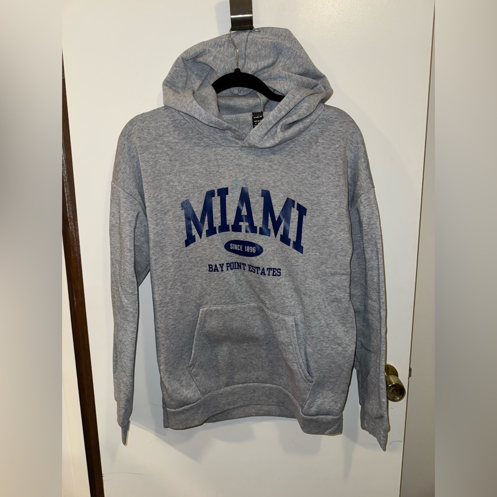Women’s Gray Miami Hoodie Sweatshirt SHEIN Size Medium